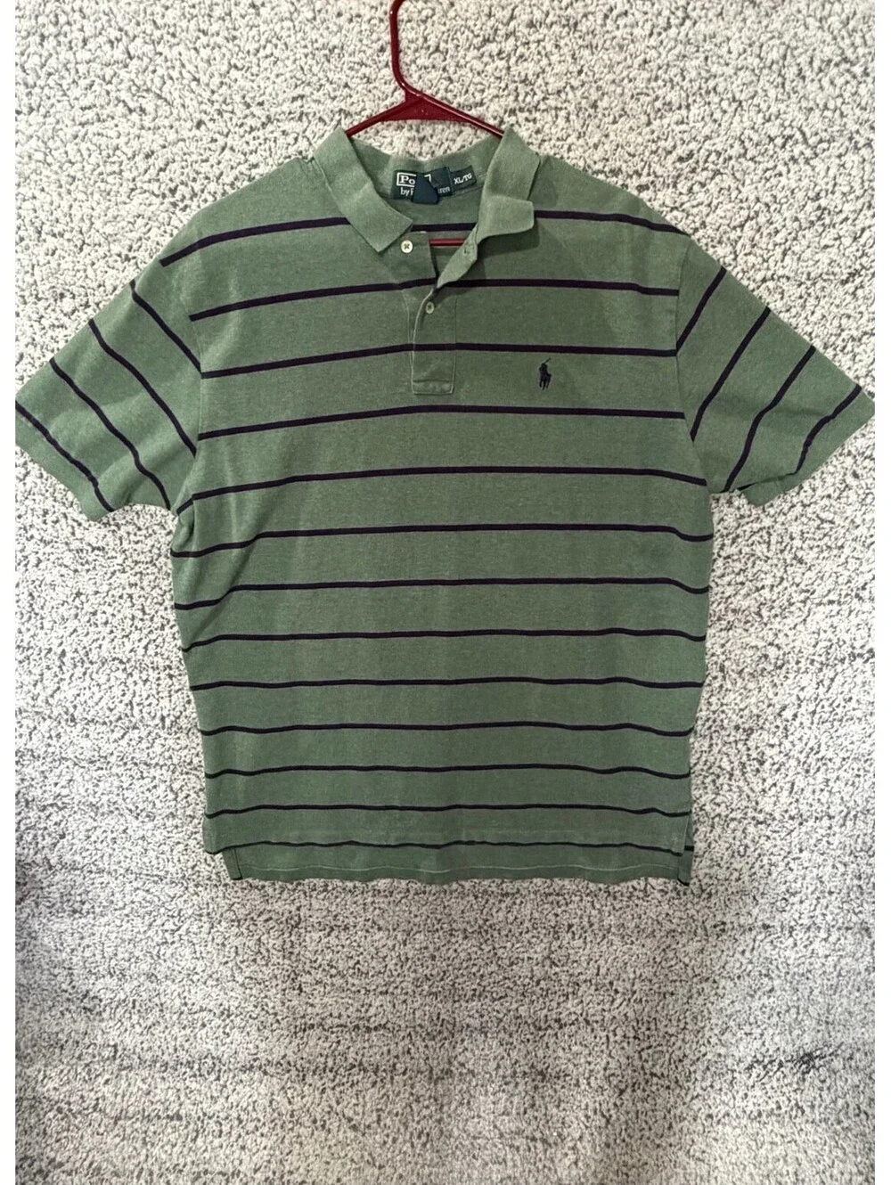 Polo Ralph Lauren Polo Shirt Men's XL Tall Green Striped Pony Logo Cotton